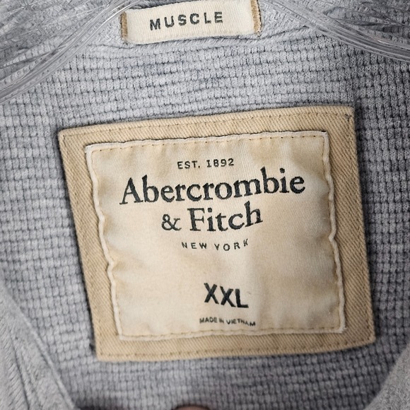 Abercrombie & Fitch Henley Shirt Mens 2XL Waffle Knit Muscle Fit Long Sleeve Y2K - Picture 6 of 8